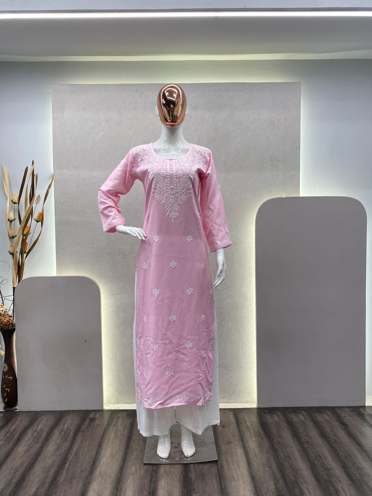 Summer Special Trending Rayon Top Cotton Thread Embroidered Work With Palazzo