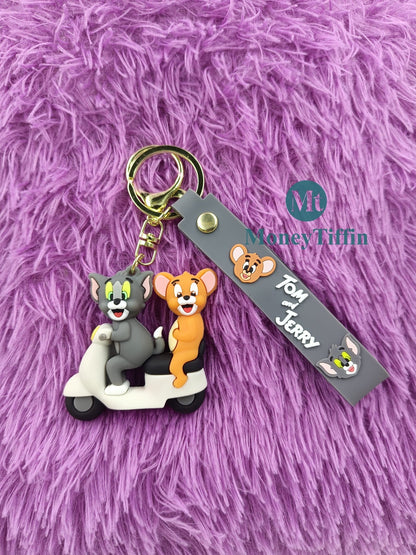 3D Premium Tom & Jerry On Scooter Keychain