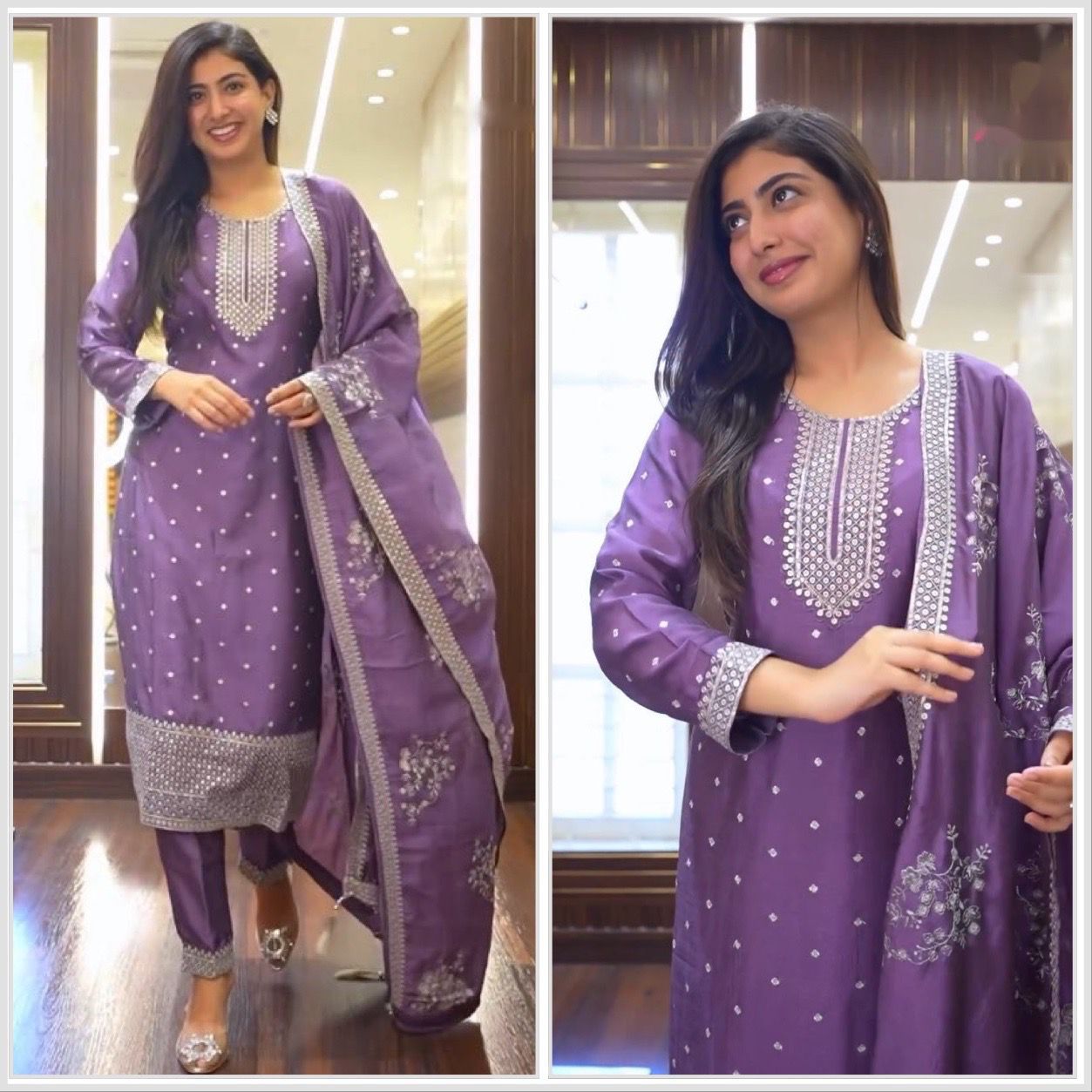 Top-Pent With Dupatta Set - Purple