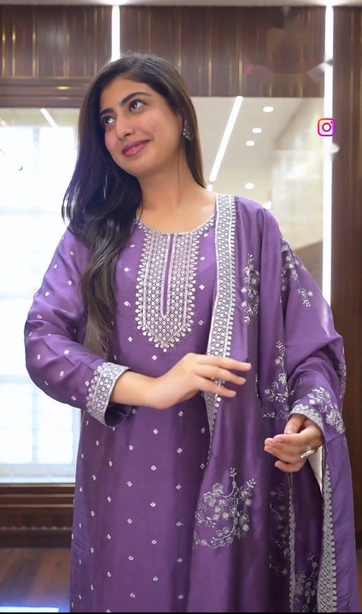 Top-Pent With Dupatta Set - Purple