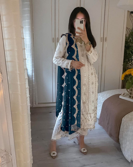 Trending Collection 3 Piece Fancy Kurti With Beautiful Bottom And Dupatta