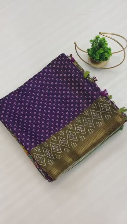 Ikkat 2 - Cotton saree with weaving zari border