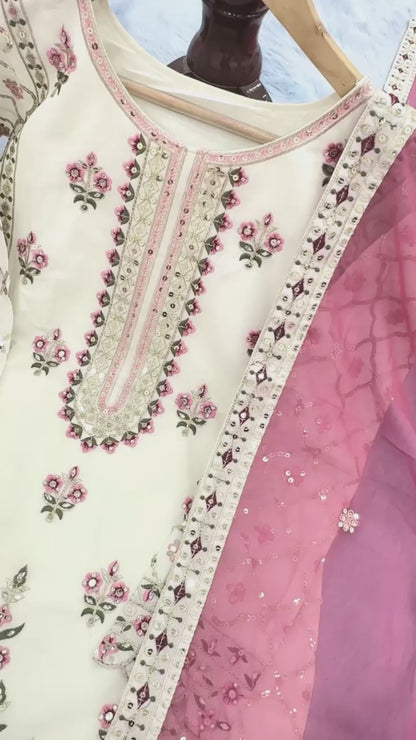 Premium Designer Readymade Top Palazzo & Dupatta Collections - Pink