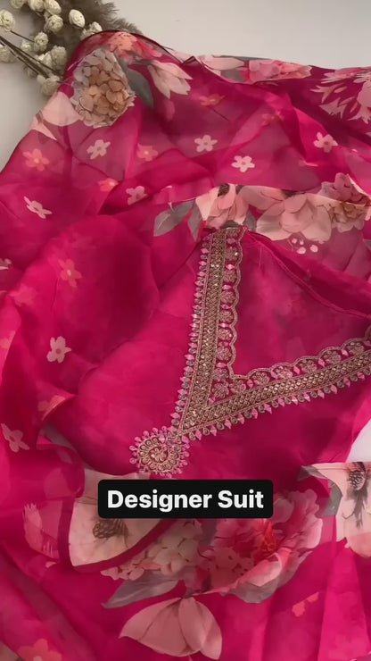 Designer Suit on Tibby Silk Fabric with inner and Thred & Sequence work